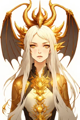 short woman flat chested with long sliver hair and dragons gold eyes
