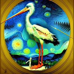  stork Bird by Van Gogh