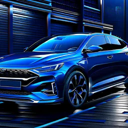 Auto Kia 2022 tuneado al estilo japonés azul oscuro