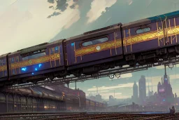 close up train+Elevated train+corner train+train on sea +alphonse mucha, greg rutkowski,matte painting, cryengine, hyper detailed, felix kelly, fantasy art, seb mckinnon