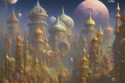 A surreal town with arches and domes by artist "Ian Miller" by artist "Alex Gross" by artist "photokinetic"