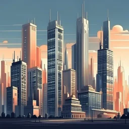 beautiful city with skyscrapers