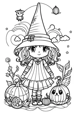 outline art for cute Farm animals coloring pages with witch, white background, Sketch style, full body, only use outline, Mandala style, clean line art, white background, no shadows and clear and well outlined