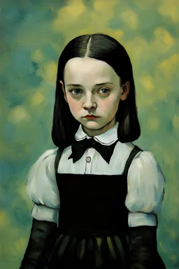 Portrait of wednesday addams by Van Gogh