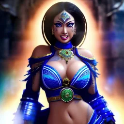 ultra detailed fullbody portrait of busty beautiful Kitana, extremely detailed digital painting, intrincate, extremely detailed smiling face,crystal clear Big Green eyes, in the style of Ohrai Noriyoshi and robert e howard and pablo oliveira and Ken Kelley and Keith Parkinson,mystical colors,perfectly centered image, perfect composition, rim light, beautiful lighting,8k, stunning scene, raytracing