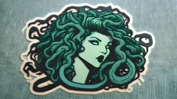 patch emblem sticker, Detroit style, medusa with octopus hair