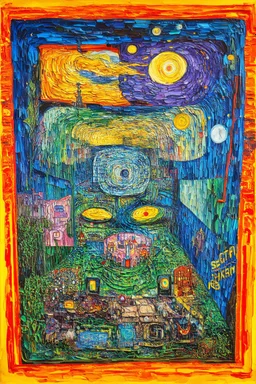 Existential vertigo; a mashup of the styles of Hundertwasser, Van Gogh, and Klee
