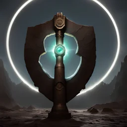 a massive hammer having mystic markings with a glowing halo, no being