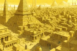 A light yellow electrical Egyptian city painted by Zosan
