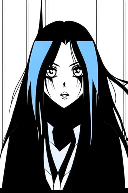 A brunette goth girl, in the style of Tite Kubo's Bleach