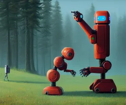 robots in love, kissing discreetly, simon stalenhag