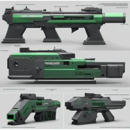 ASSEMBLY AND DISASSEMBLY FOR THE phaser blaster large grey gun green loader AND ALL VARIANTS - from the movie Blood Machines (2019) by Raphaël Hernandez, Ickerman, Joly-Gonfard