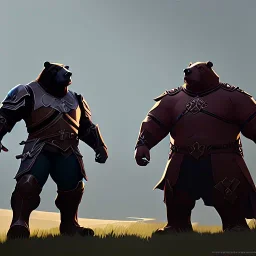 bears in knight armor fighting