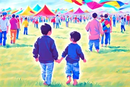 Once a father and son went to the kite flying festival.