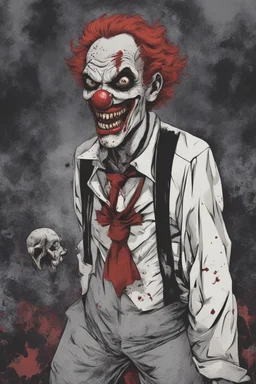 A portrait of a zombie clown in comic style