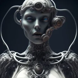 a beautiful marmor statue of a woman, steam punk, hr giger, scary, horror, realistic, made in octane, cinematic, movie, CGI, ultra-realistic, extremely detailed octane rendering, 8K, VRAY Super Real ar 2:3, dof photorealistic futuristic 50mm lens hard lighting dark gray tintype photograph, realistic lighting, sephia colors