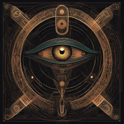 Electric EYE of Horus, abstract surrealism, by Petros Afshar, by Anton Semenov, abstract maximalism, vaporwave grid line aesthetic textures, silkscreened mind-bending illustration; rich dark electric colors, asymmetric, Egyptian Matrix glitch glyph, by Petros Afshar