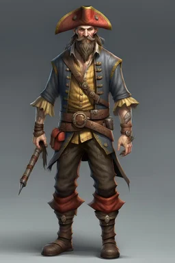 wellerman pirate, realistic style, full figure frontal view, no beard and no hair