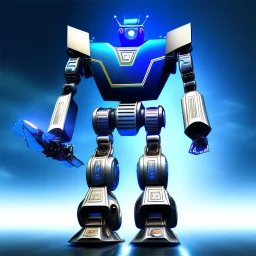 Metal blue transformer robot android