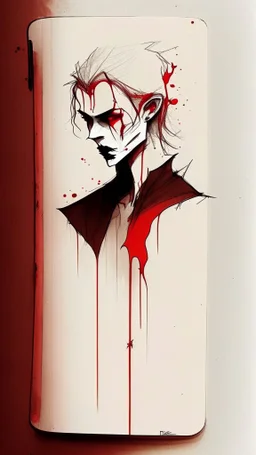 vampire drawing, minimalistic style, natural colors, blood, sketch book