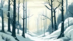 A vector graphic of the forest in winter