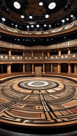 A giant radiant beige theatre designed in Australian aboriginal art