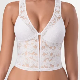Lace upper cups • Flat-seamed 2-section cups support firmly • Adjustable stretch straps heip relieve shoulder strain—won't bind or curl • Stretch midriff band secures bra comfortably Non-stretch sides and back A Firm sides and back for additional support. Machine wash,