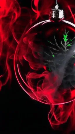 smoke art red and black colours with shiny glass christmas bauble video