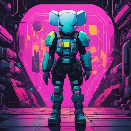 hectorlozano cyberpunk Kaws with an armored space