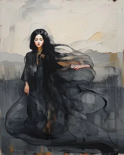 Artists Richard Burlet and Tran Nguyen…the girl from nowhere…otherworldly ethereal beauty… Shadow-Soul Black…Wanderer Ink…Dusk-Drifter Grey…Solitary Figure Umber… Modifiers: Zdzisław Beksiński Picasso naive art Henri Matisse Alex Grey Andy Warhol Paul Klee Wassily Kandinsky Otto Dix Paul Cezanne Ernst Ludwig Kirchner Tim Burton graffiti Johannes Vermeer Francis Bacon Max Ernst Pino Daeni Jasper Johns Egon Schiele Mondrian Georgia O'Keeffe M.C. Escher Yuko Shimizu Joan Miró Louis Wain Victo Ngai