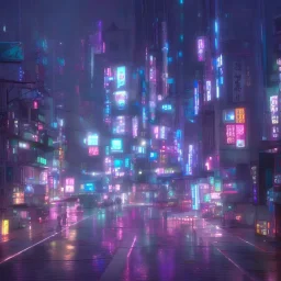 Tokyo, Night, Rain, Atmospheric, Future, 3D Blender, Neon Lights