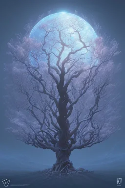 Vector tree set illustration a beautiful digital painting of a marble tree entertwined in tumutluous intricate blue sky at sunset, elegant, highly detailed, artstation, concept art, matte, sharp focus, art by tom bagshaw, kelogsloops and greg rutkowski