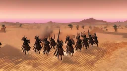 desert, comic style warriors from behind