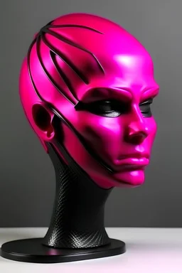 Black rubber face with rubber effect in all face with fuxia rubber effect hair