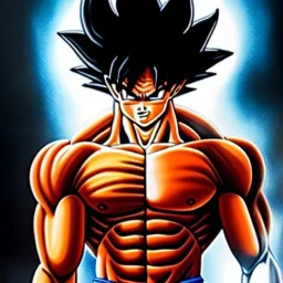 Ultra detailed fullbody Portrait in oil on canvas of Son Goku,extremely detailed digital painting,ultrarealistic skin,intense stare, extremely detailed face, crystal clear eyes, mystical colors ,perfectly centered image, perfect composition, rim light, beautiful lighting,masterpiece ,8k, stunning scene, raytracing, anatomically correct, in the style of Simon Bisley and Ohrai Noriyoshi and robert e howard and Steve Jung and frank frazetta.