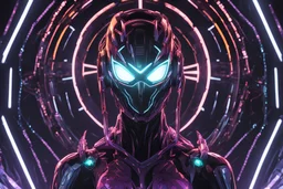 Machine with RGB cyber mask wearing hods in 8k solo leveling shadow artstyle, Crystal and Symbiote them, neon effect , magic circle, close picture, full body, apocalypse, intricate details, highly detailed, high details, detailed portrait, masterpiece,ultra detailed, ultra quality