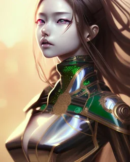 Detailed anime Kunoichi girl, long brown hair, green eyes, black latex bodysuit, intricate detail, portrait, keep head in frame, smile, black Japanese motif, concept art, highly detailed, digital painting, concept art, sharp focus, illustration, art by Yoji Shinkawa, WLOP and greg rutkowski and alphonse mucha and artgerm and yanjun Chen and Junji ito and Makoto Shinkai, HDR, octane render