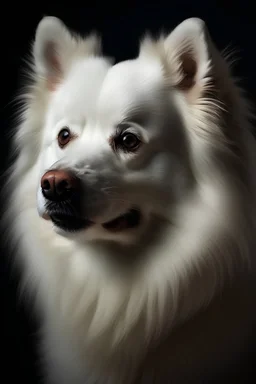 Portrait of a white pomerainian dog