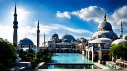 desktop wallpaper, Blue Mosque, Basilica Cistern & Hagia Sophia,blue sky nice clouds,