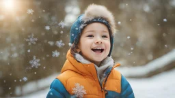 Magical Fantastic young happy child facing camera, Liquid Structure, Flying snowflakes, Splash, Portrait Photography, Fantasy Background, Intricate Patterns, Ultra Detailed, Luminous, Radiance, Joy, Exuberance, Fun, energy, excitement, Ultra Realism, Complex Details, Intricate Details, 16k, HDR, High Quality, Trending On Artstation, Sharp Focus, Studio Photo, Intricate Details, Highly Detailed