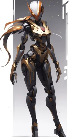 a beautiful robot gold. gun arm