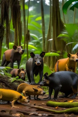 new year celebrating wild animals in amazon forest