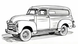 comics , 1952 GMC Suburban，pencil sketch，pencil，intricately details，finely detailled，Hyper-detailing