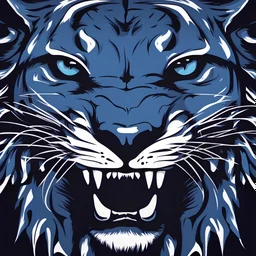 Logo showing the face of a blue fierce cougar