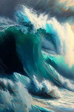 waves art painting rough