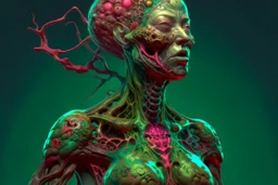 an immensely fertile, parasitized, woman. fecund brood-bearing 8k warped human form, prominently, artful, digital art trending on artstation 8k high res