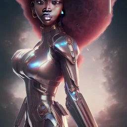 black super hero girl | very very anime!!!, fine - face, beyonce, red afro, realistic shaded perfect face, fine details. anime. realistic shaded lighting poster by ilya kuvshinov katsuhiro otomo ghost - in - the - shell, magali villeneuve, artgerm, jeremy lipkin and michael garmash and rob rey