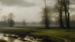 CREATE AN IMAGE of a landscape based on the work of Jakub Schikaneder"