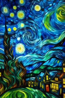 Starry night by van Gogh in a modern setting