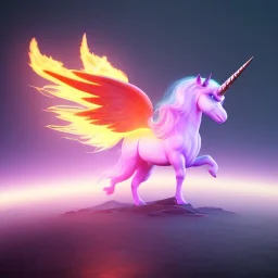 CM küre içinde fantastik unicorn ateşli kanatları olan